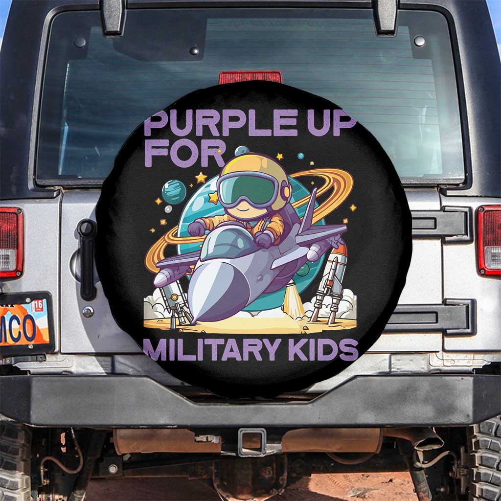 Purple Up For Military Kids Spare Tire Cover Military Child Month Astronaut Fights