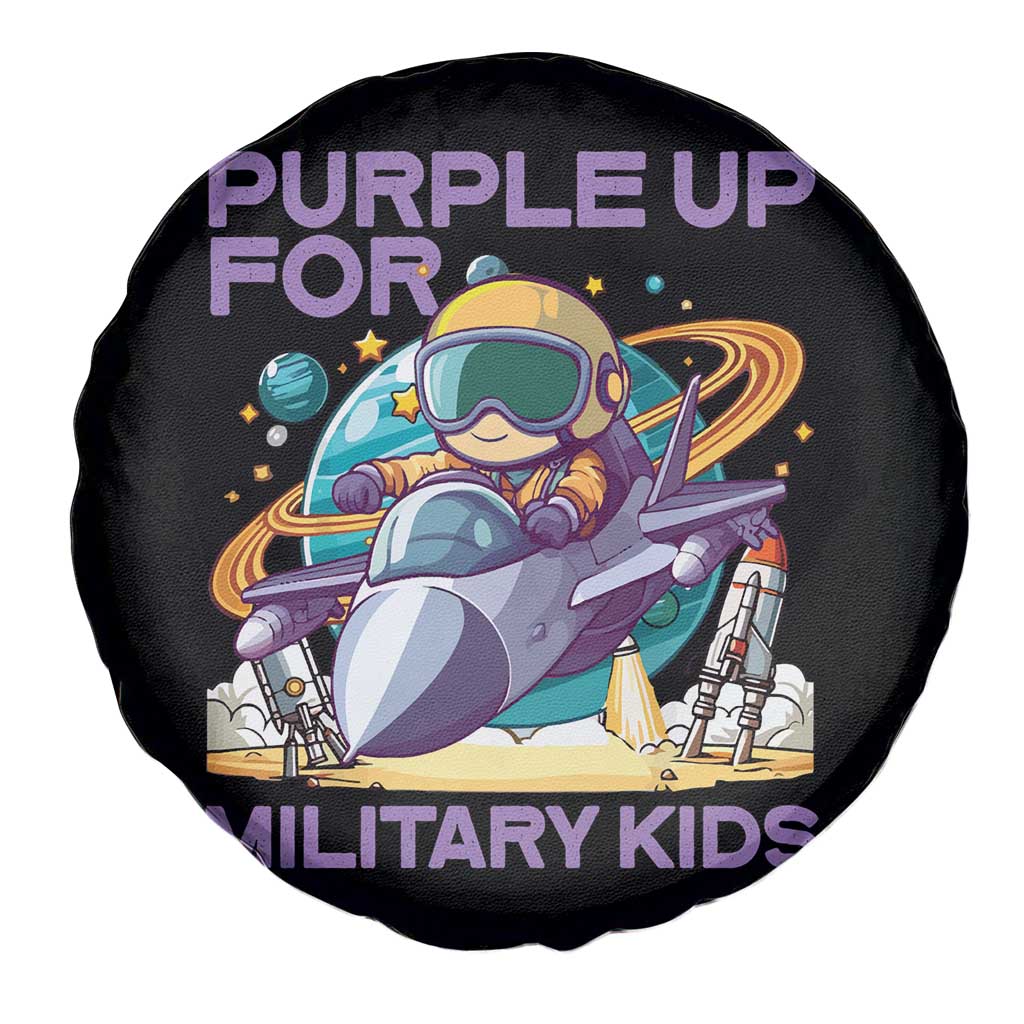 Purple Up For Military Kids Spare Tire Cover Military Child Month Astronaut Fights