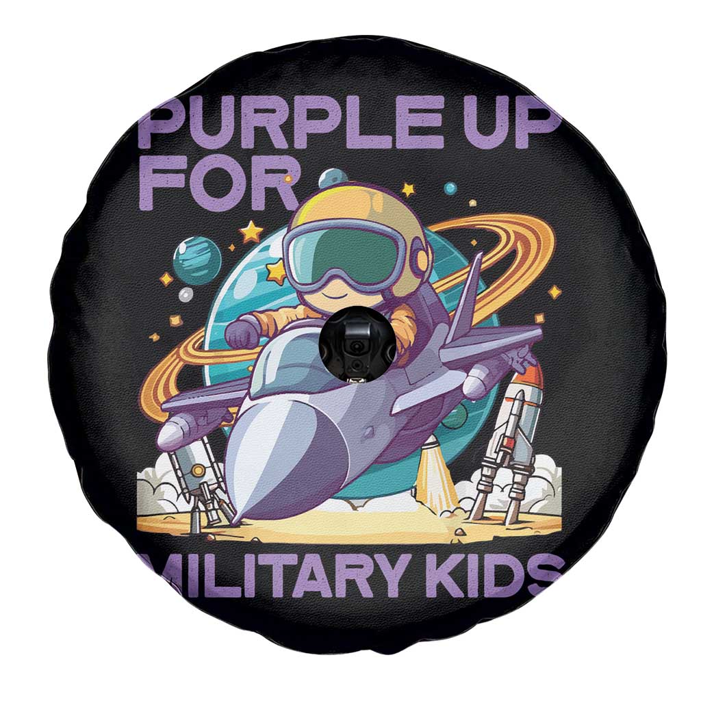 Purple Up For Military Kids Spare Tire Cover Military Child Month Astronaut Fights