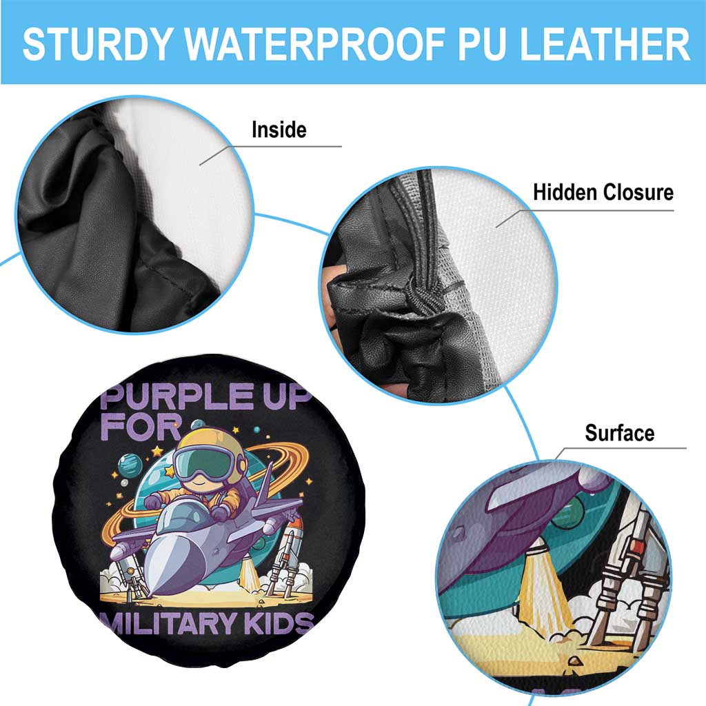 Purple Up For Military Kids Spare Tire Cover Military Child Month Astronaut Fights