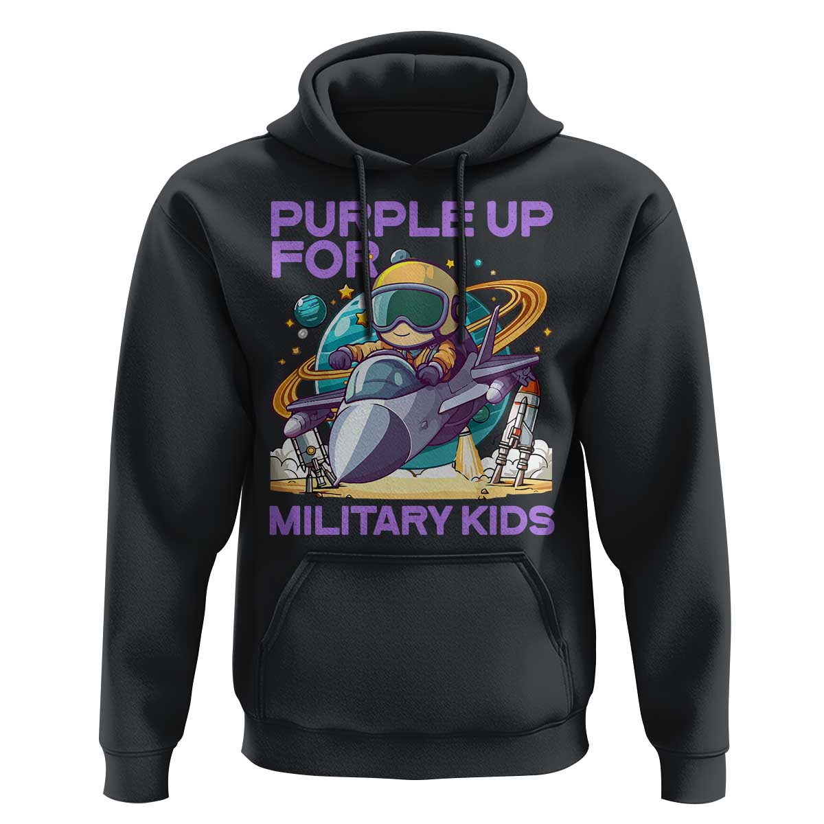 Purple Up For Military Kids Hoodie Military Child Month Astronaut Fights