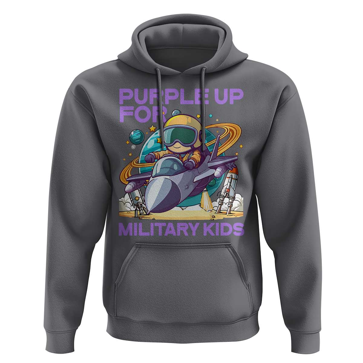 Purple Up For Military Kids Hoodie Military Child Month Astronaut Fights