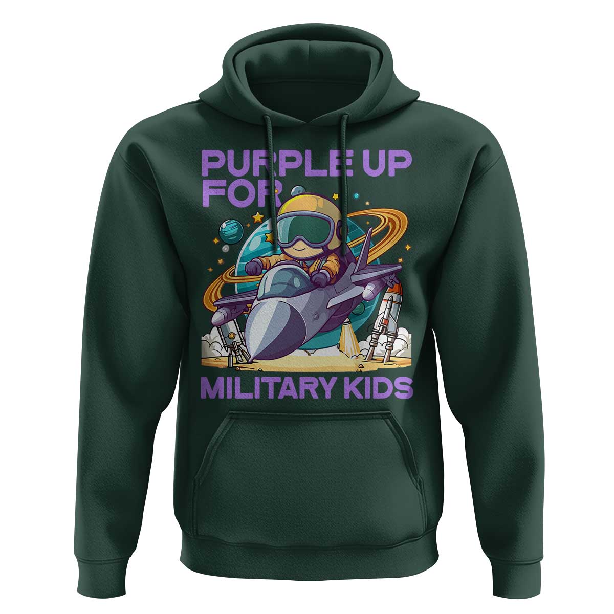 Purple Up For Military Kids Hoodie Military Child Month Astronaut Fights