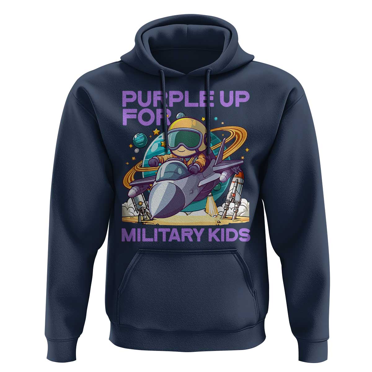 Purple Up For Military Kids Hoodie Military Child Month Astronaut Fights