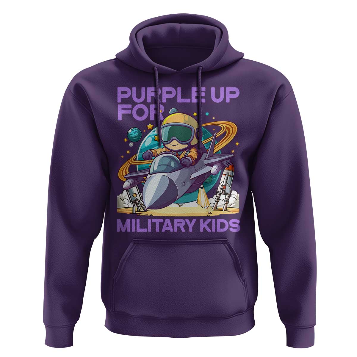 Purple Up For Military Kids Hoodie Military Child Month Astronaut Fights