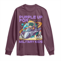Purple Up For Military Kids Long Sleeve Shirt Military Child Month Astronaut Fights