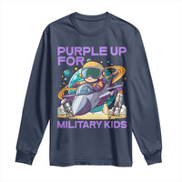 Purple Up For Military Kids Long Sleeve Shirt Military Child Month Astronaut Fights