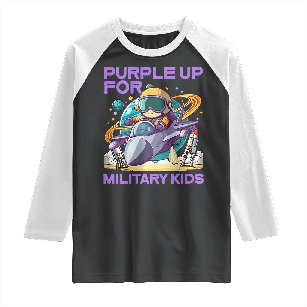 Purple Up For Military Kids Raglan Shirt Military Child Month Astronaut Fights