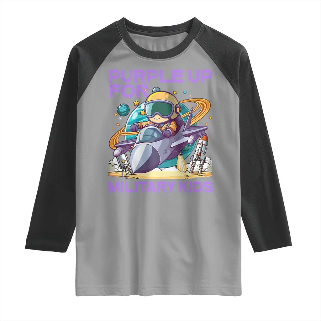 Purple Up For Military Kids Raglan Shirt Military Child Month Astronaut Fights