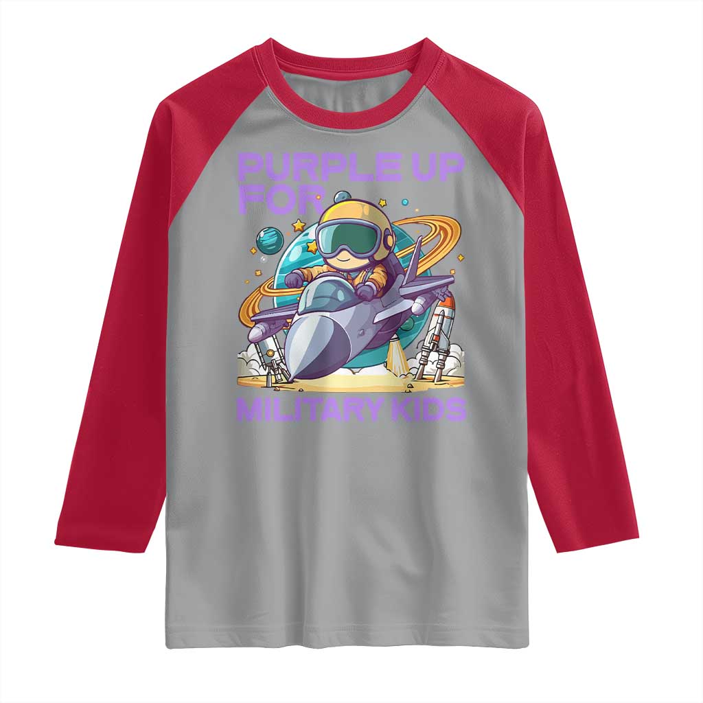 Purple Up For Military Kids Raglan Shirt Military Child Month Astronaut Fights