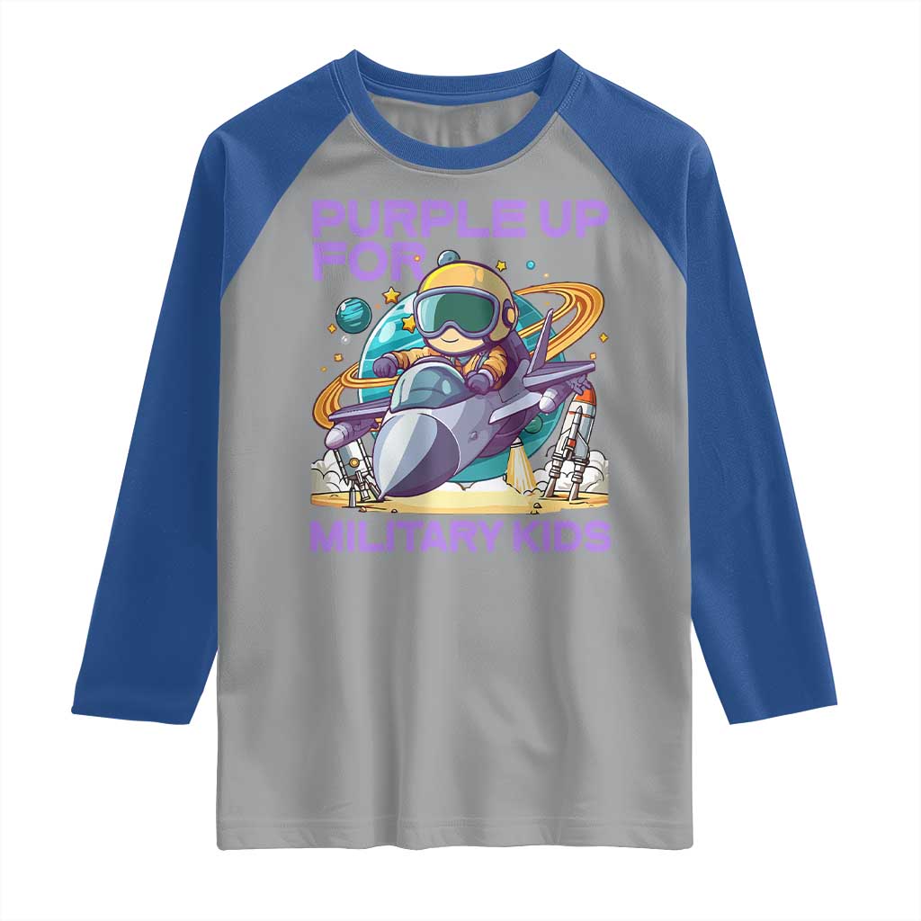 Purple Up For Military Kids Raglan Shirt Military Child Month Astronaut Fights