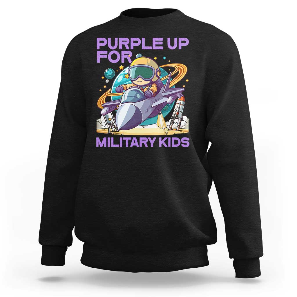 Purple Up For Military Kids Sweatshirt Military Child Month Astronaut Fights