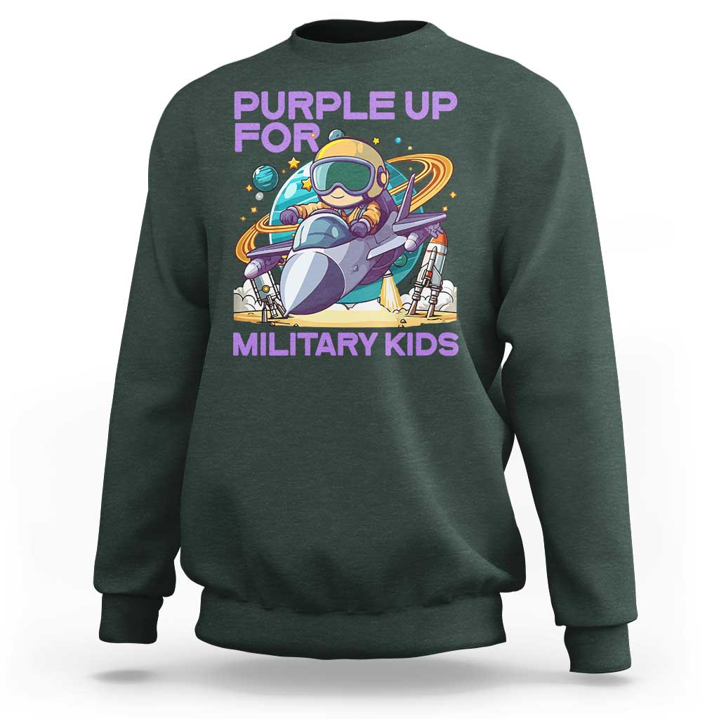 Purple Up For Military Kids Sweatshirt Military Child Month Astronaut Fights