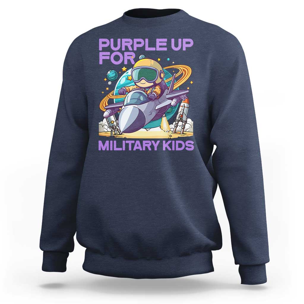 Purple Up For Military Kids Sweatshirt Military Child Month Astronaut Fights