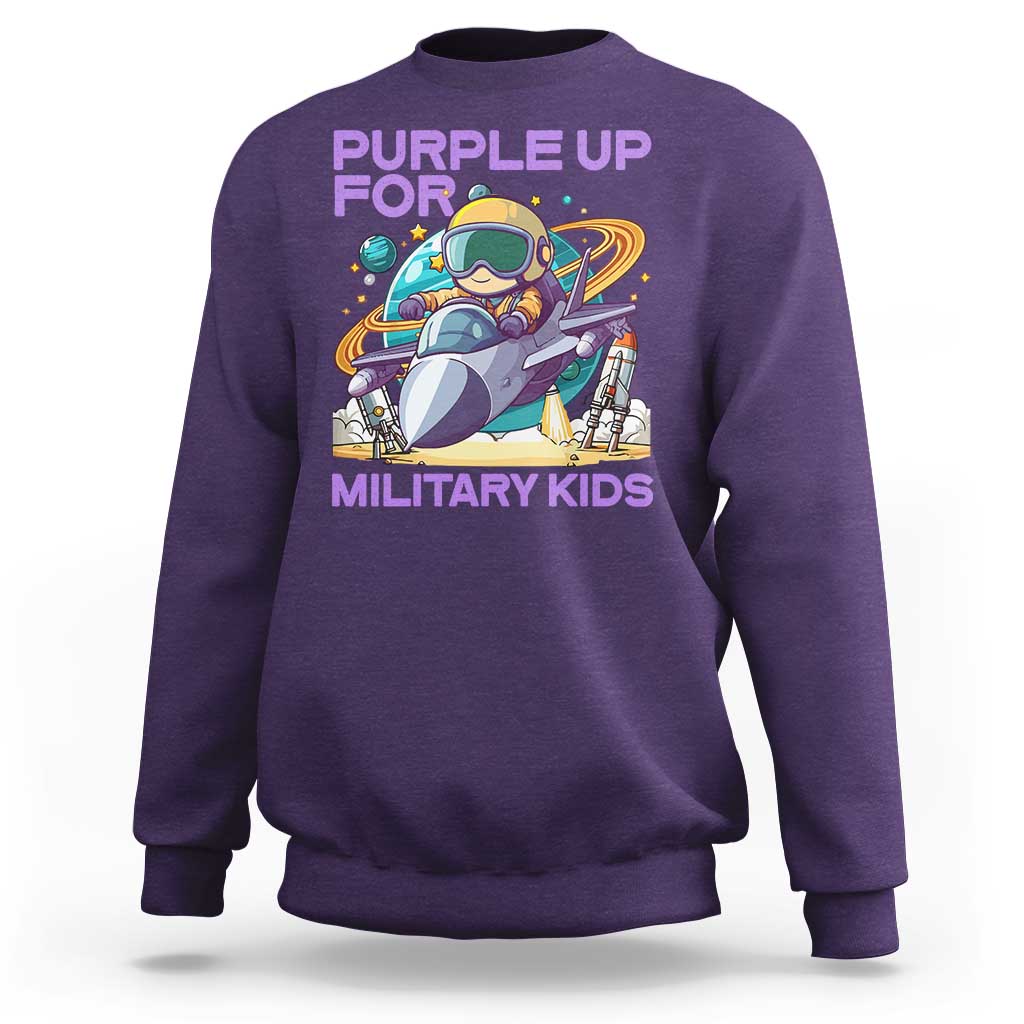Purple Up For Military Kids Sweatshirt Military Child Month Astronaut Fights
