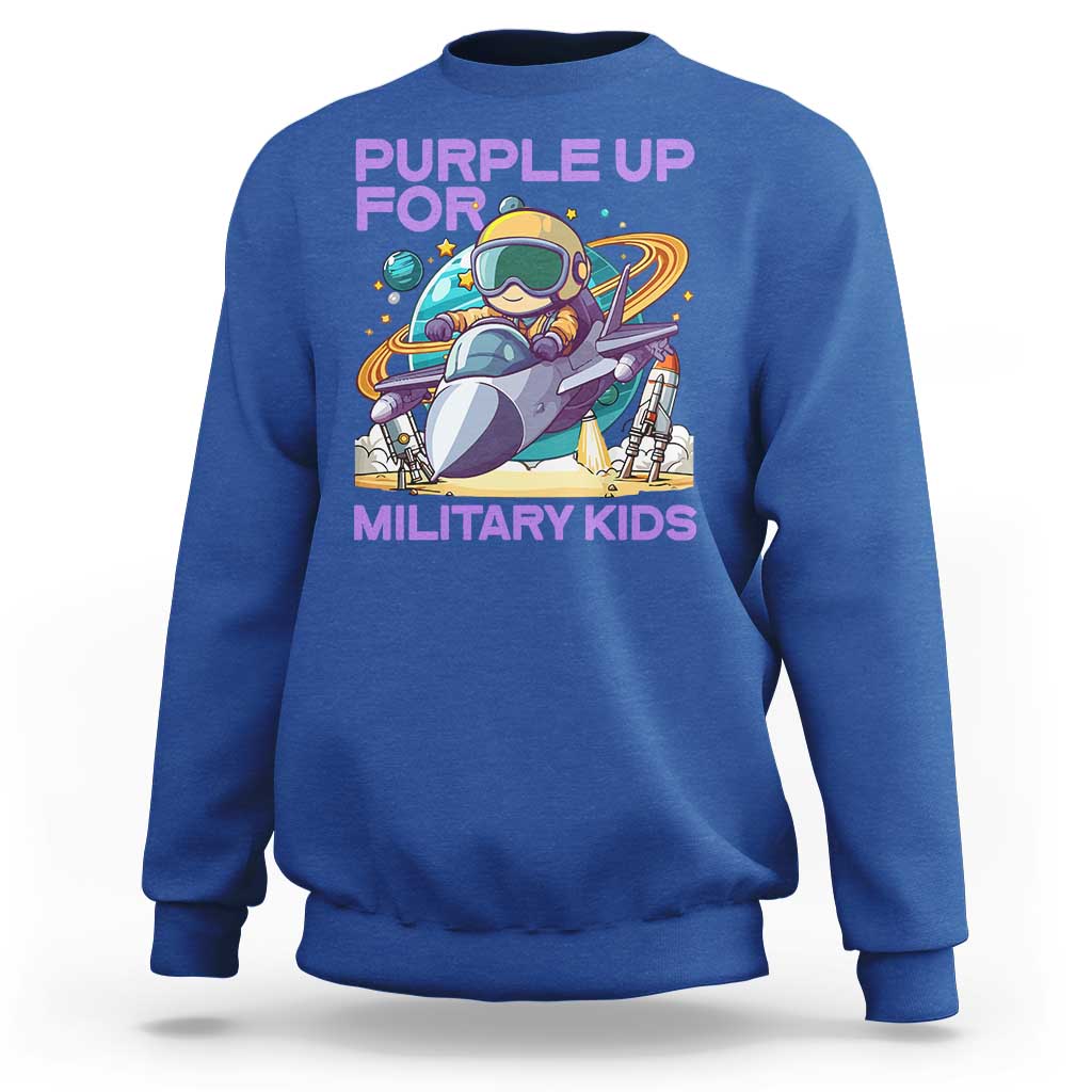 Purple Up For Military Kids Sweatshirt Military Child Month Astronaut Fights