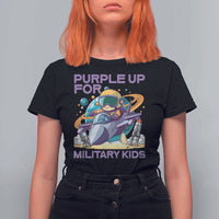 Purple Up For Military Kids T Shirt For Women Military Child Month Astronaut Fights