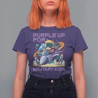 Purple Up For Military Kids T Shirt For Women Military Child Month Astronaut Fights