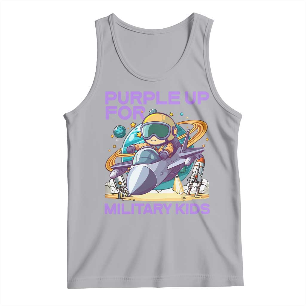 Purple Up For Military Kids Tank Top Military Child Month Astronaut Fights