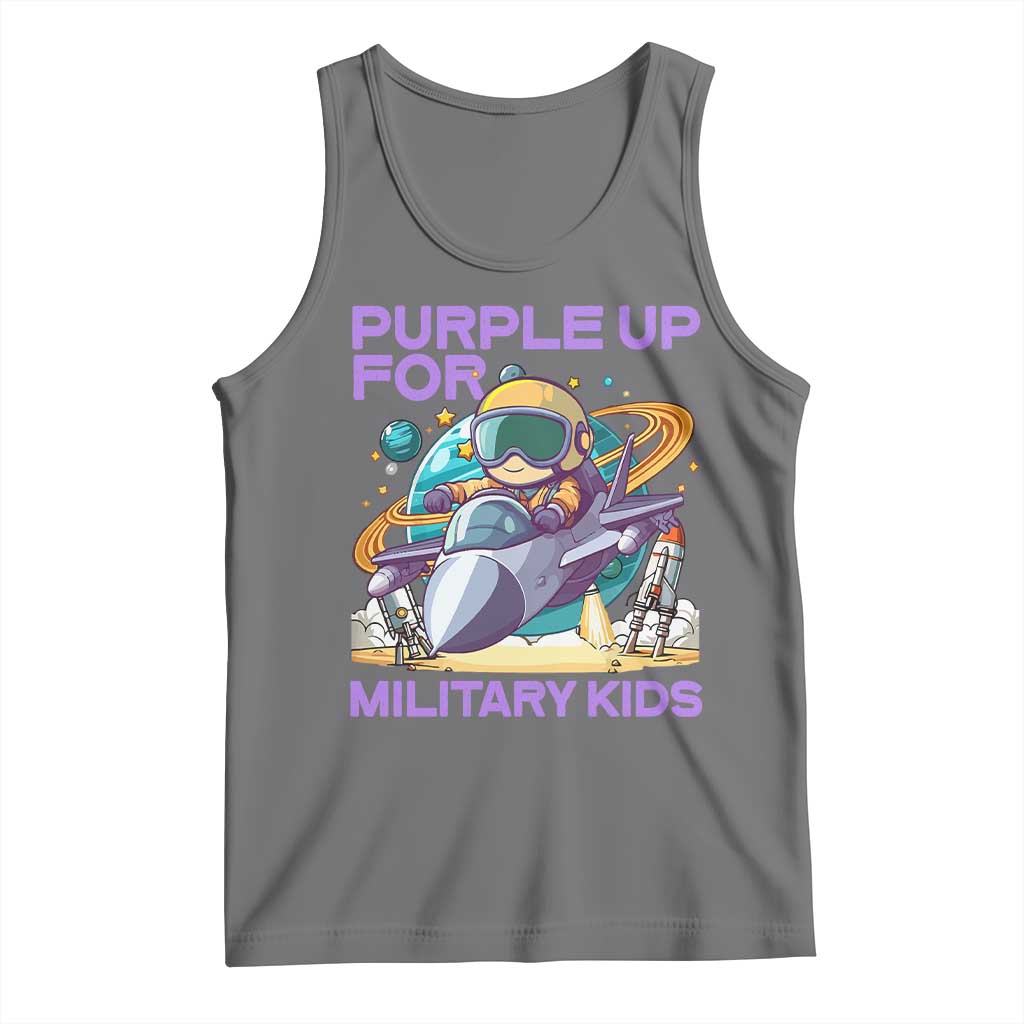 Purple Up For Military Kids Tank Top Military Child Month Astronaut Fights