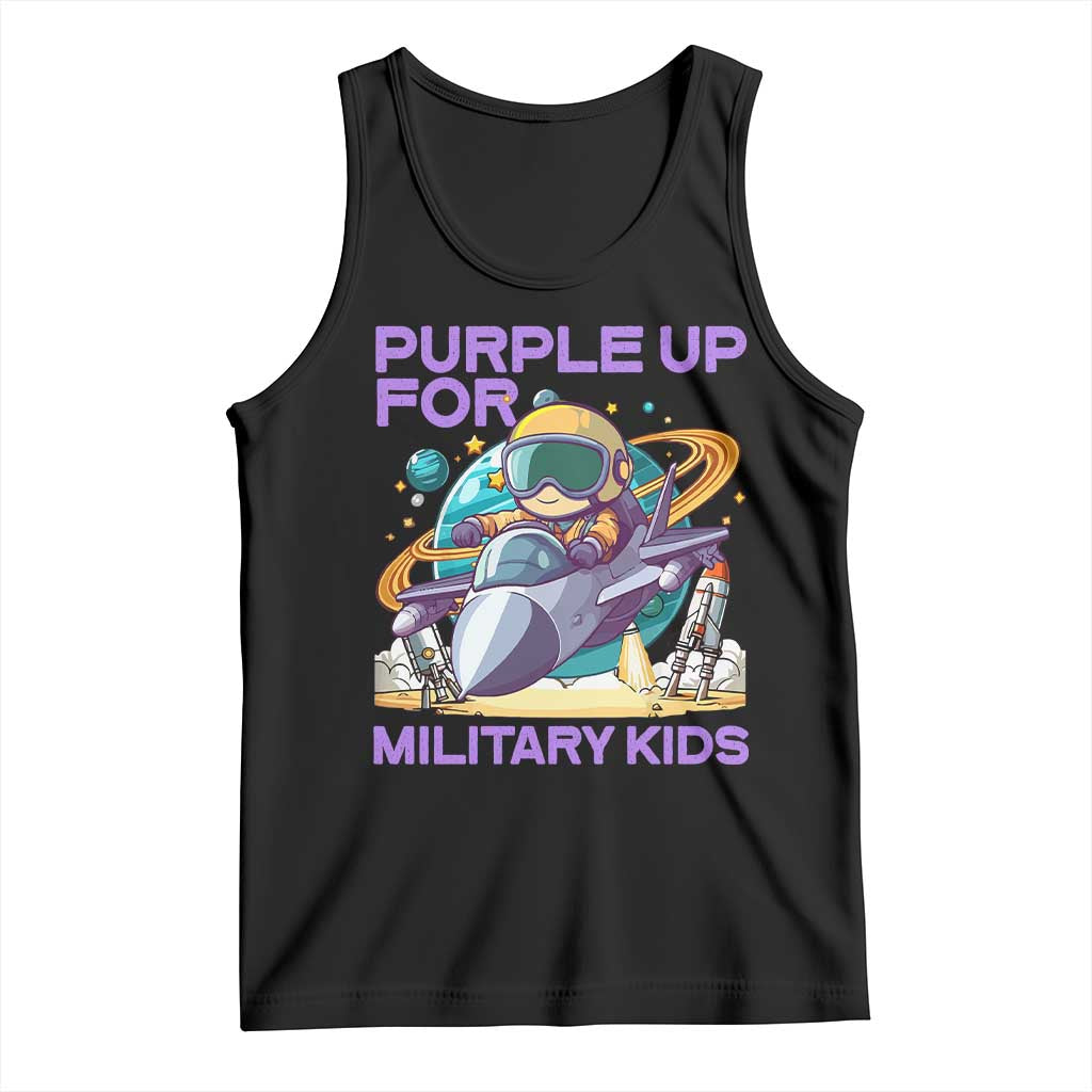 Purple Up For Military Kids Tank Top Military Child Month Astronaut Fights