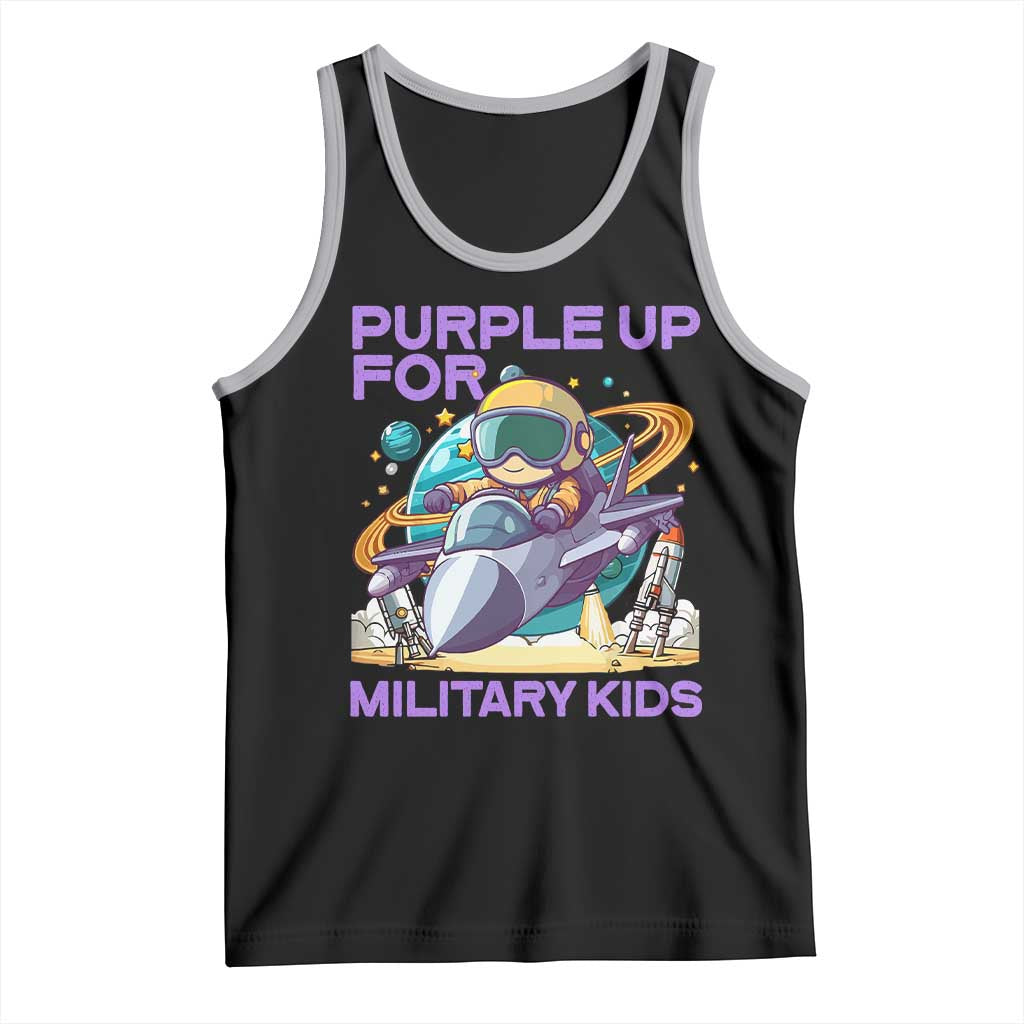 Purple Up For Military Kids Tank Top Military Child Month Astronaut Fights