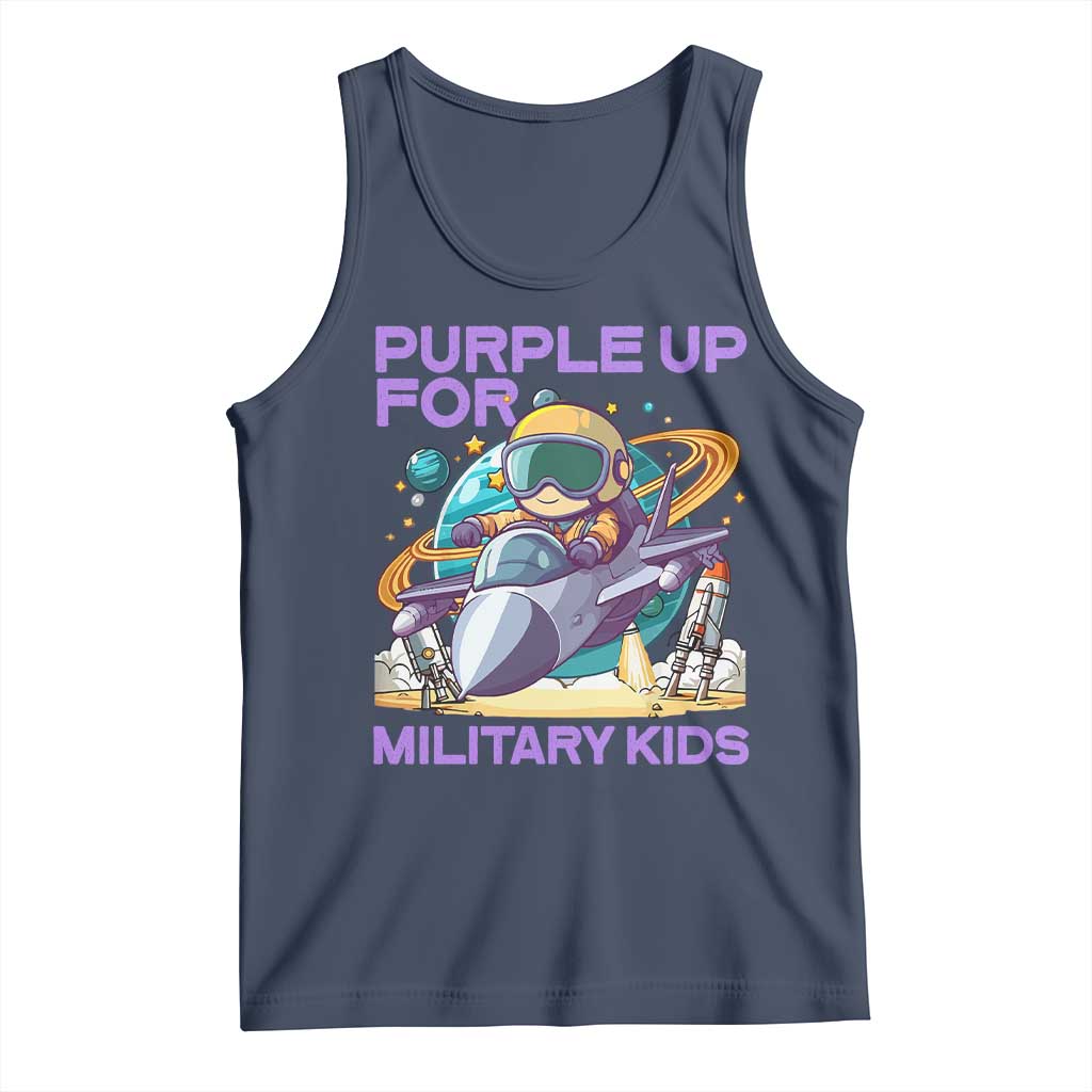 Purple Up For Military Kids Tank Top Military Child Month Astronaut Fights