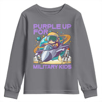 Purple Up For Military Kids Youth Sweatshirt Military Child Month Astronaut Fights