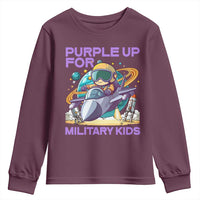 Purple Up For Military Kids Youth Sweatshirt Military Child Month Astronaut Fights
