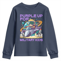 Purple Up For Military Kids Youth Sweatshirt Military Child Month Astronaut Fights
