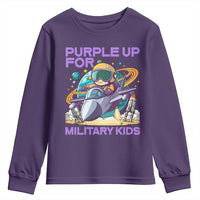 Purple Up For Military Kids Youth Sweatshirt Military Child Month Astronaut Fights