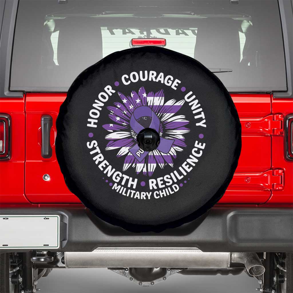 Military Child Month Spare Tire Cover Purple Up Military Child Honor Courage Unity Strength Resilience