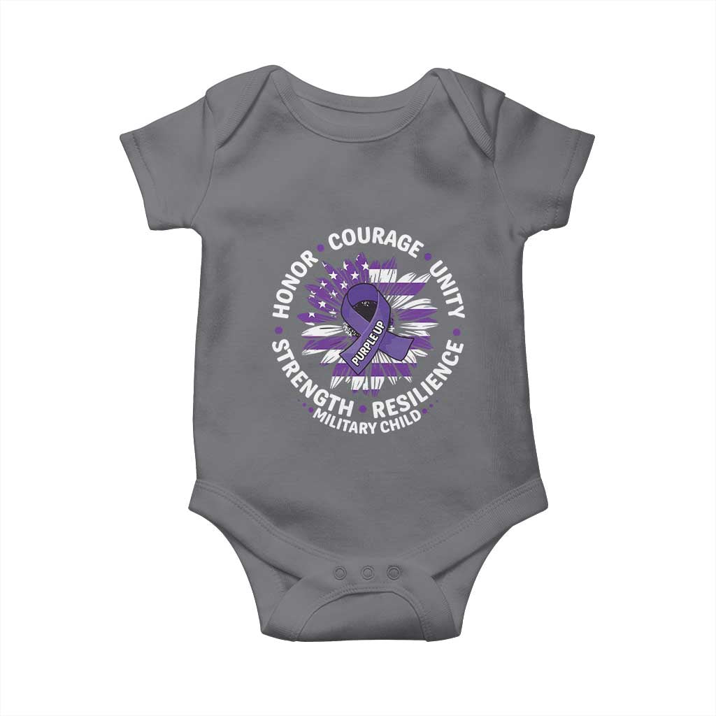 Military Child Month Baby Onesie Purple Up Military Child Honor Courage Unity Strength Resilience