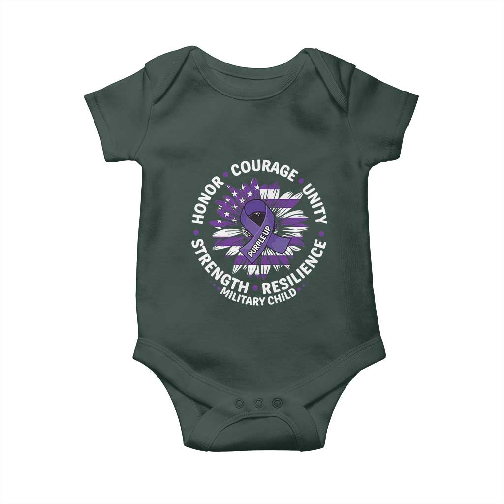 Military Child Month Baby Onesie Purple Up Military Child Honor Courage Unity Strength Resilience