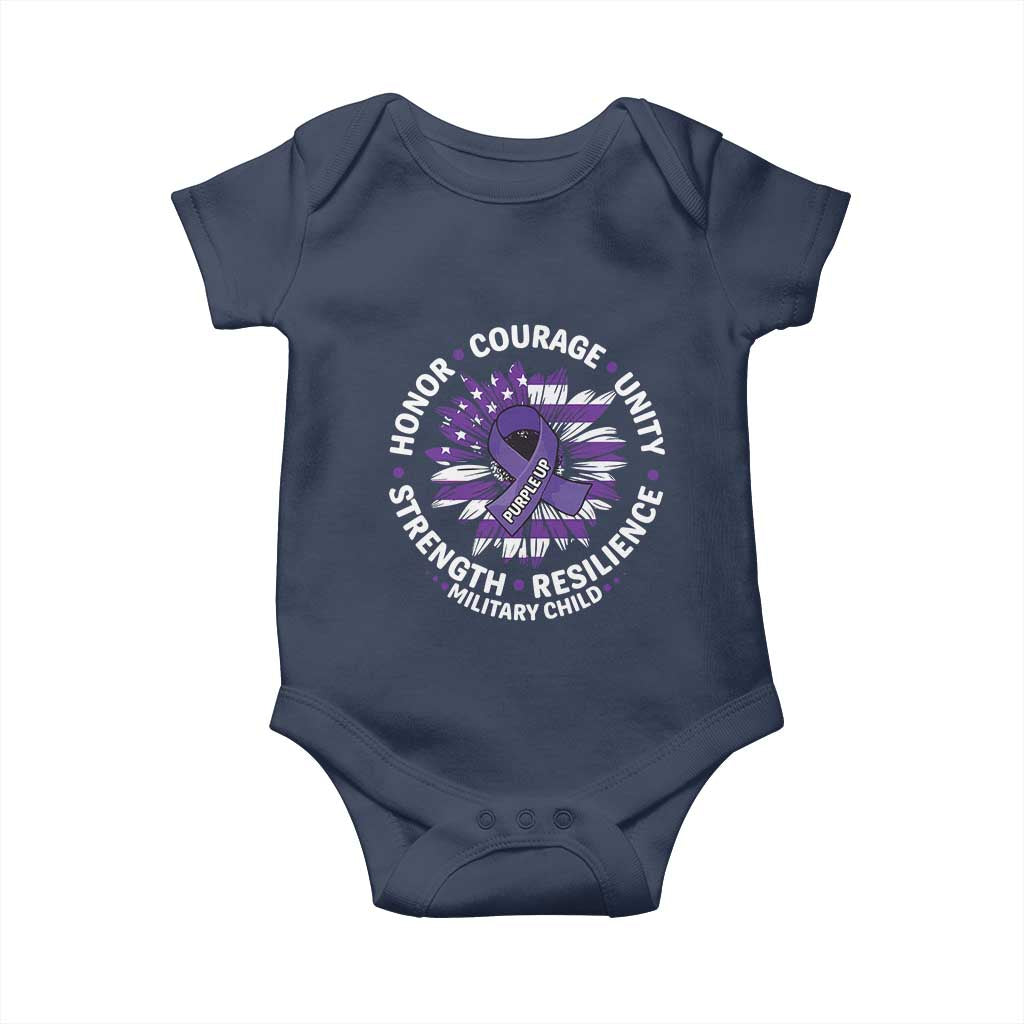 Military Child Month Baby Onesie Purple Up Military Child Honor Courage Unity Strength Resilience