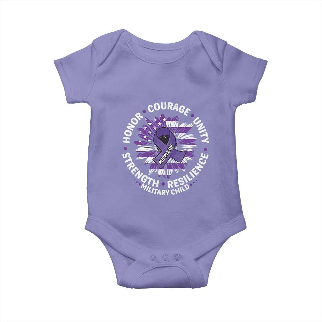 Military Child Month Baby Onesie Purple Up Military Child Honor Courage Unity Strength Resilience