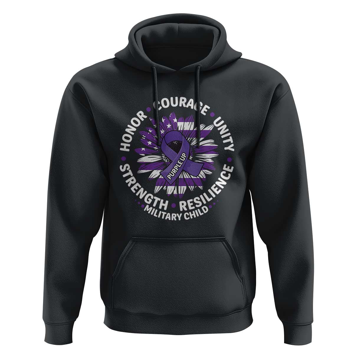 Military Child Month Hoodie Purple Up Military Child Honor Courage Unity Strength Resilience