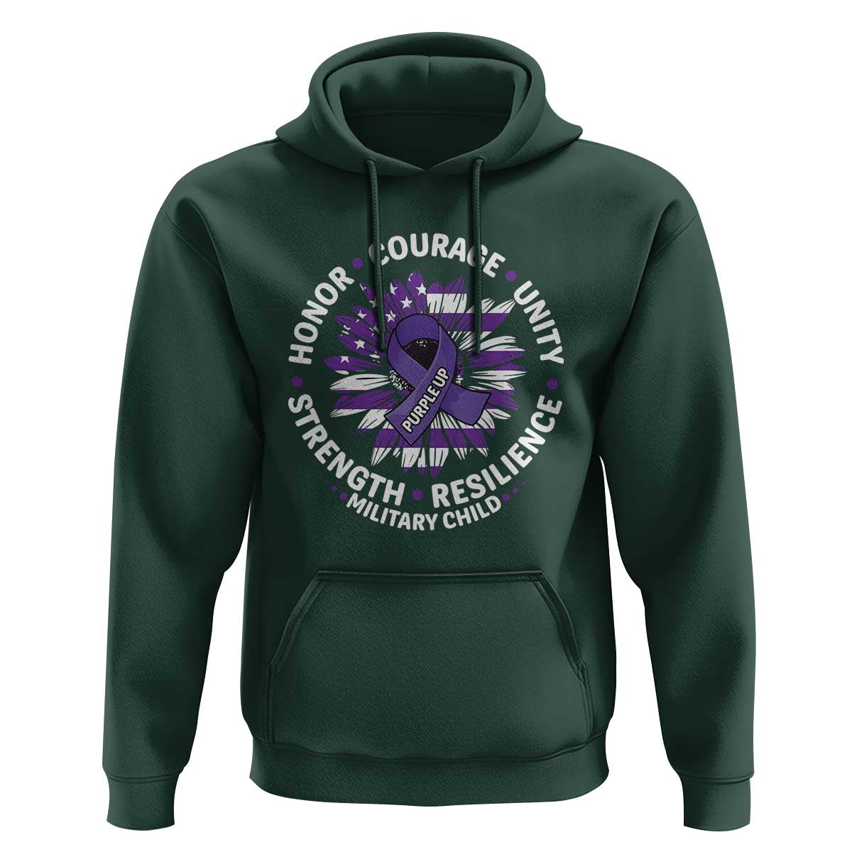 Military Child Month Hoodie Purple Up Military Child Honor Courage Unity Strength Resilience