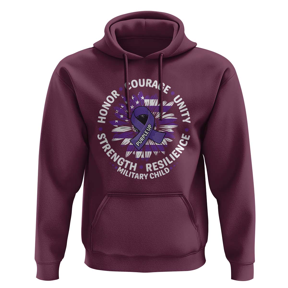 Military Child Month Hoodie Purple Up Military Child Honor Courage Unity Strength Resilience