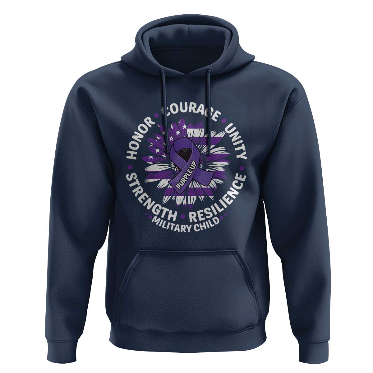 Military Child Month Hoodie Purple Up Military Child Honor Courage Unity Strength Resilience
