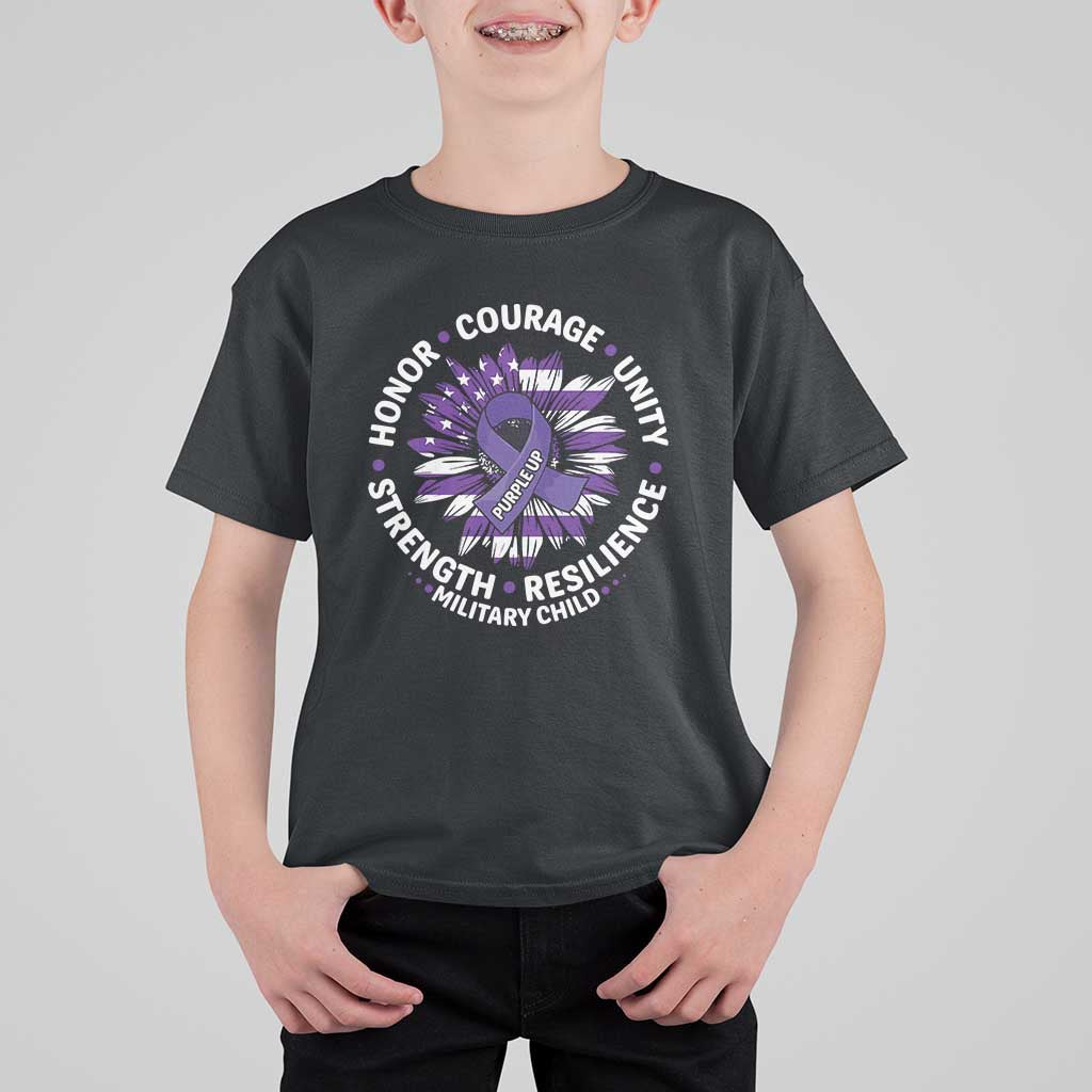 Military Child Month T Shirt For Kid Purple Up Military Child Honor Courage Unity Strength Resilience