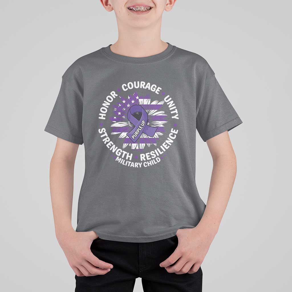 Military Child Month T Shirt For Kid Purple Up Military Child Honor Courage Unity Strength Resilience