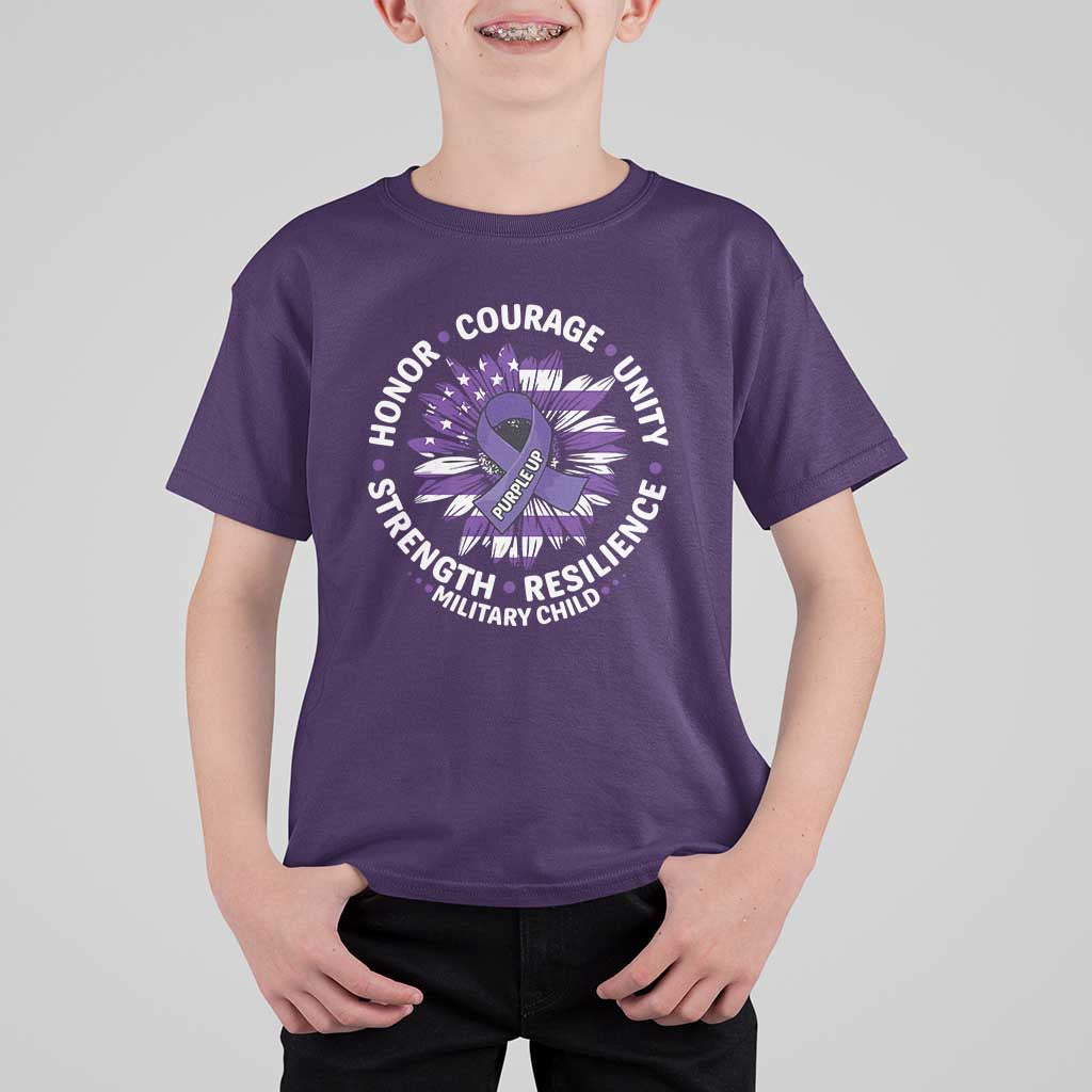 Military Child Month T Shirt For Kid Purple Up Military Child Honor Courage Unity Strength Resilience