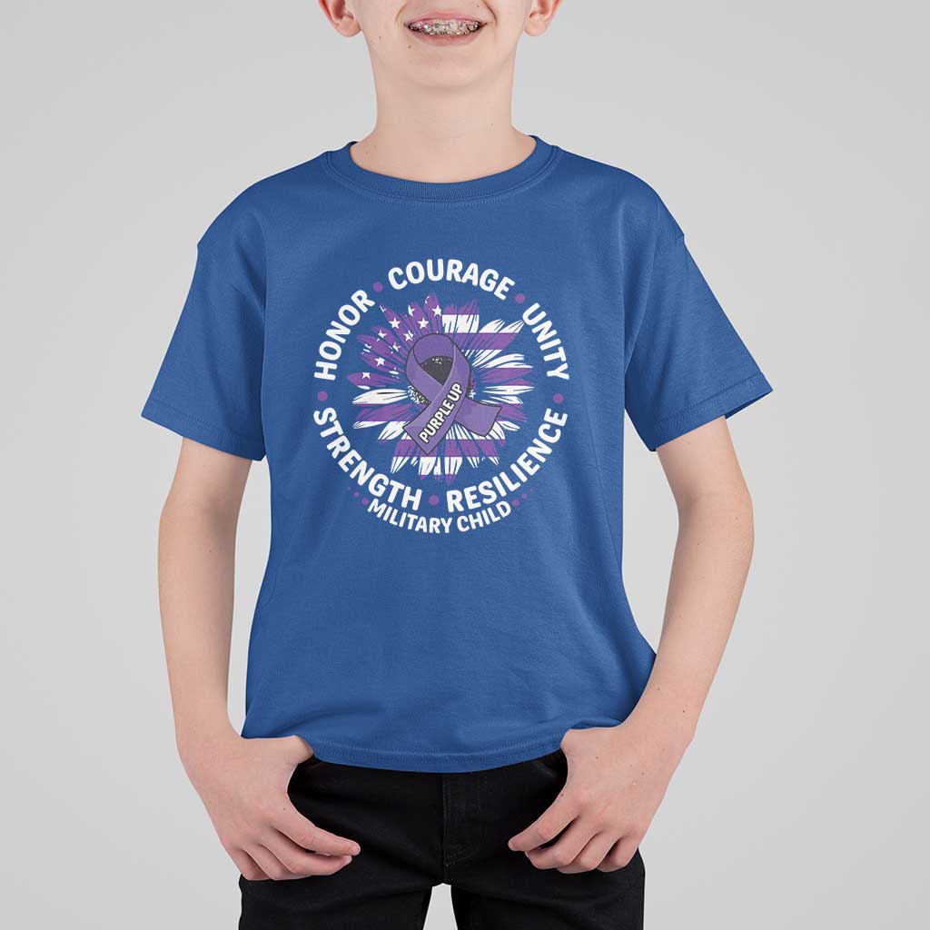 Military Child Month T Shirt For Kid Purple Up Military Child Honor Courage Unity Strength Resilience