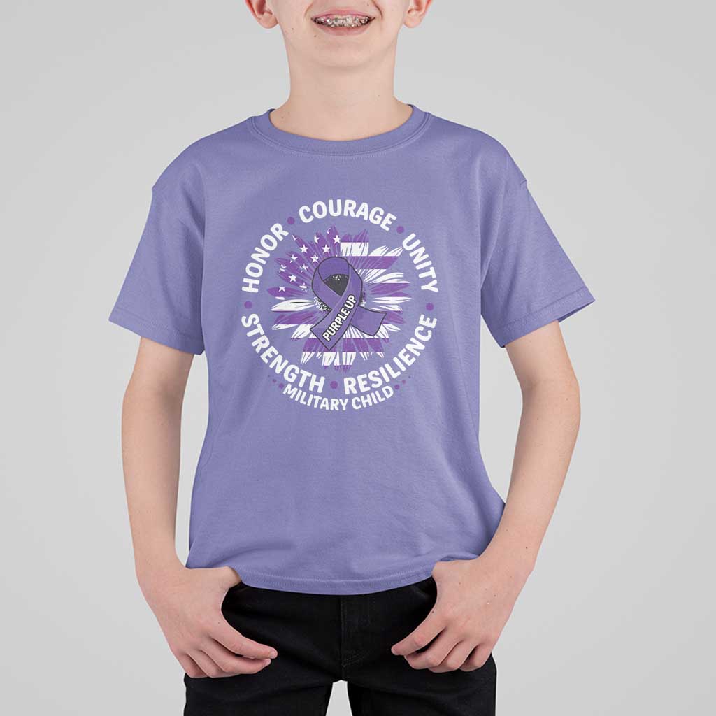 Military Child Month T Shirt For Kid Purple Up Military Child Honor Courage Unity Strength Resilience