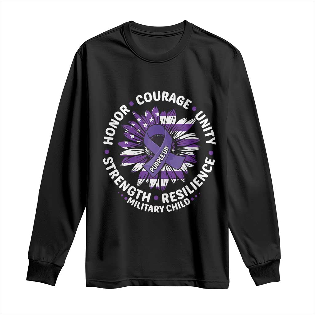 Military Child Month Long Sleeve Shirt Purple Up Military Child Honor Courage Unity Strength Resilience