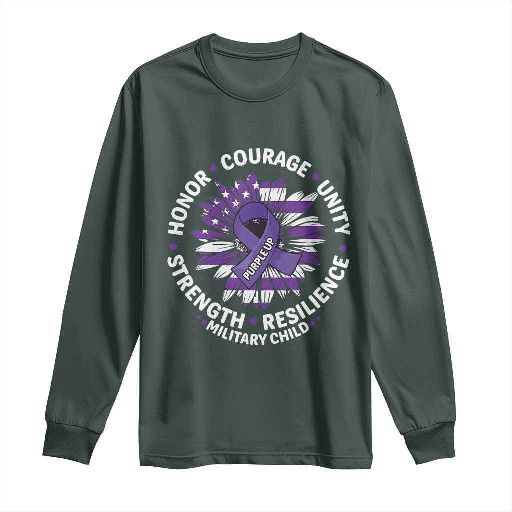 Military Child Month Long Sleeve Shirt Purple Up Military Child Honor Courage Unity Strength Resilience