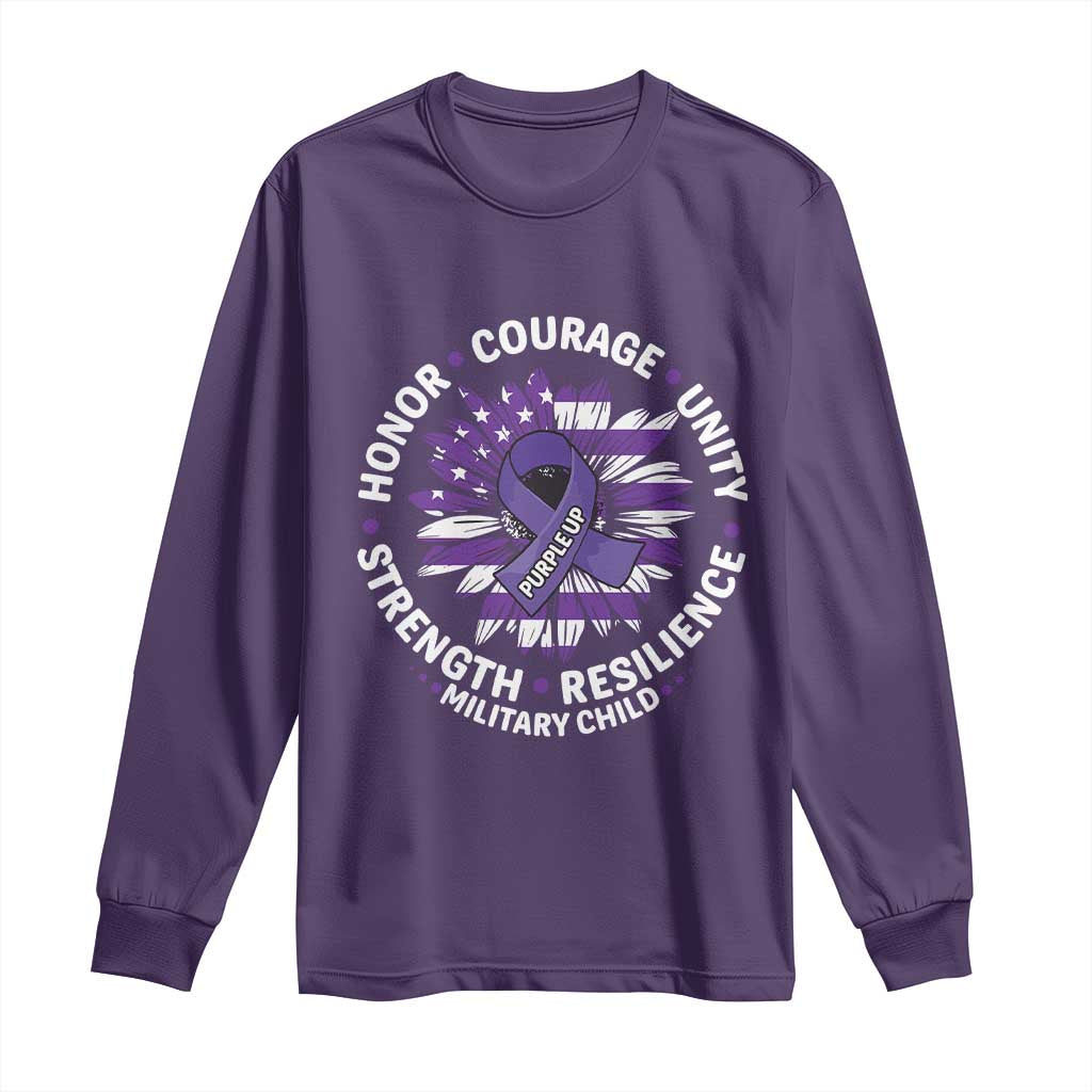 Military Child Month Long Sleeve Shirt Purple Up Military Child Honor Courage Unity Strength Resilience