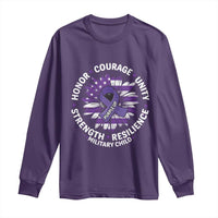 Military Child Month Long Sleeve Shirt Purple Up Military Child Honor Courage Unity Strength Resilience