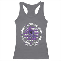Military Child Month Racerback Tank Top Purple Up Military Child Honor Courage Unity Strength Resilience
